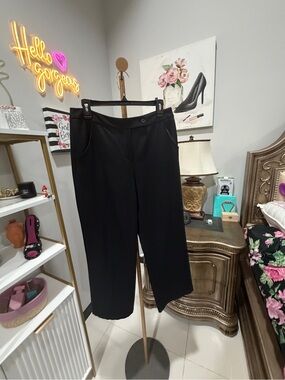 Atelier Sona Black Cropped Wide-Leg Pants